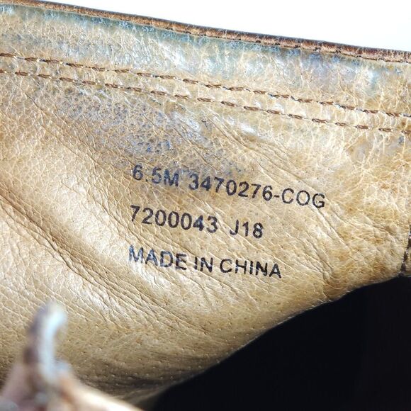 Frye Women’s Lena US6,5 Cognac Brown Leather Back Zip Harness Ankle Boots - Picture 10 of 16